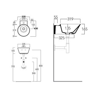 Раковина SIMAS Wave WA05 bi*1 белая 33.5 см